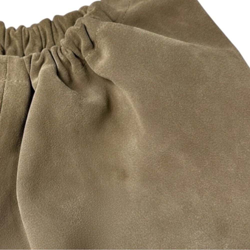 Closed Golden Wood Suede Hobo Bag Slouchy Minimalist Luxury Shoulder Bag - Picture 15 of 16
